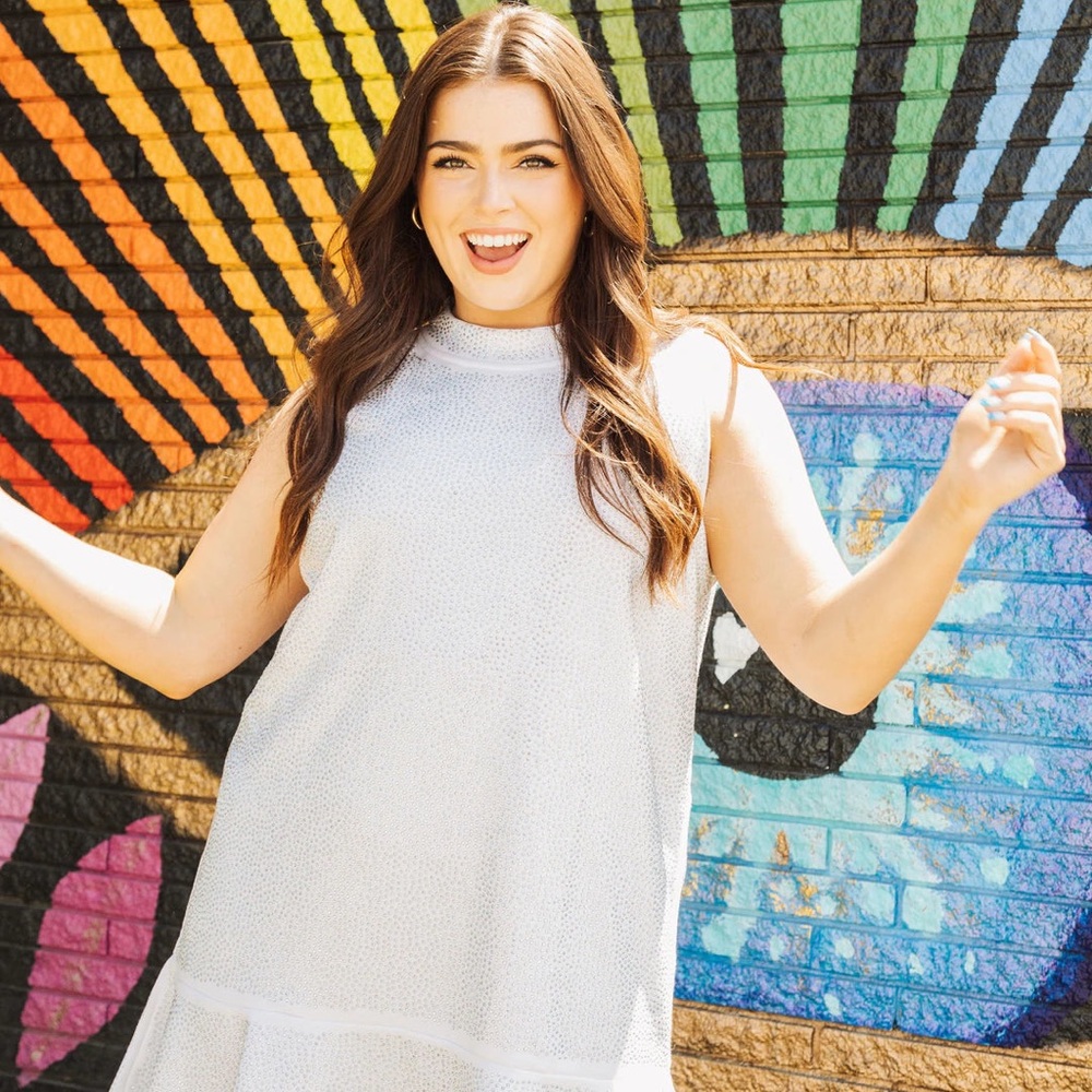 QUEEN OF SPARKLES White Sequin Dress